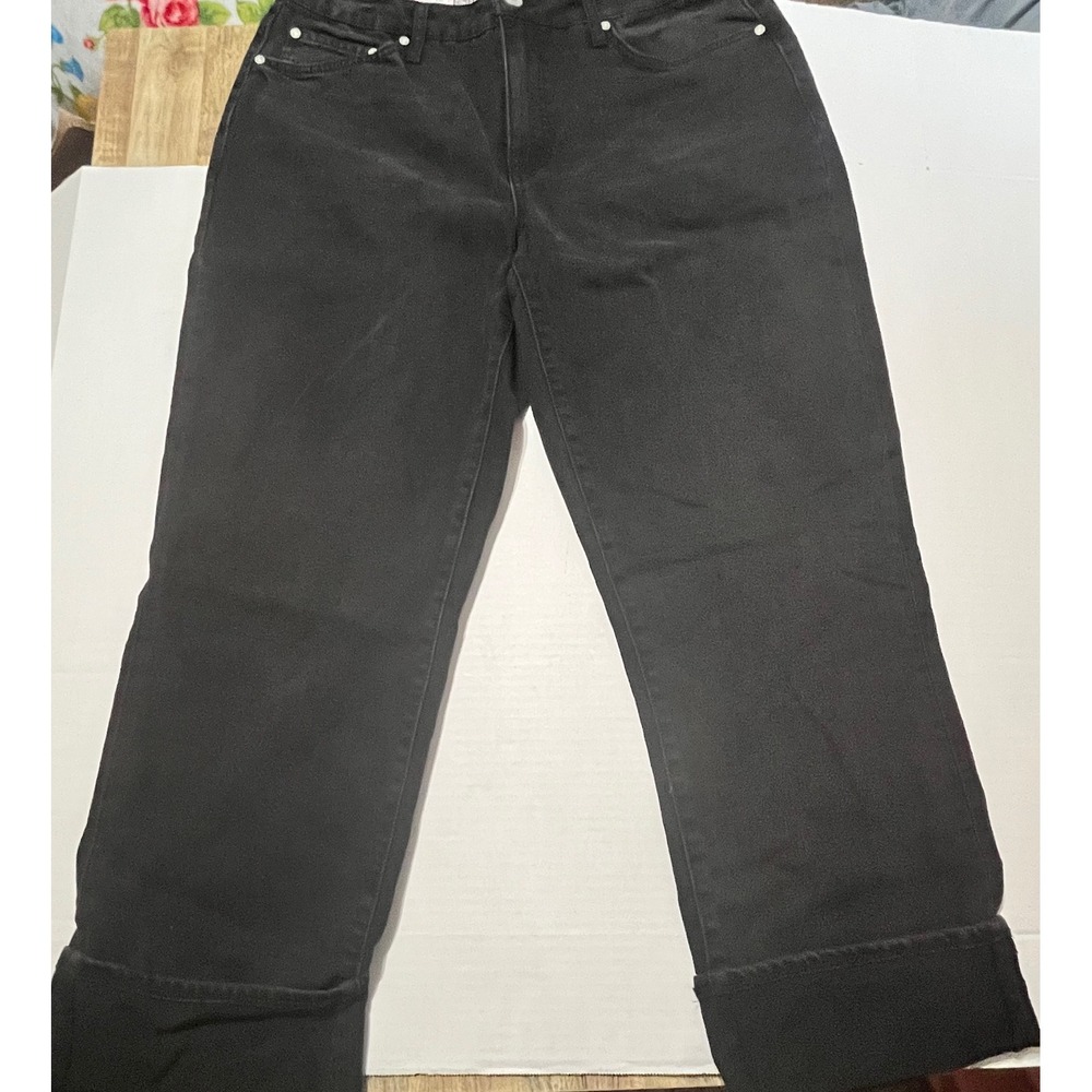 Edited x Hunter McGrady Cuffed Wide Leg Jeans Washed Black Women's Size 10 NEW